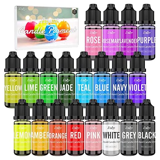 Candle Dye - 20 Color Liquid Candle Wax Dye for DIY Candle Making, Wax Dye - High Concentration Candle Wax Color Dye for Candle Coloring Making Supplies,Soy Wax, Gel Wax, Paraffin Wax - 10ml Each