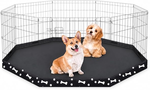 Dog Playpen Bottom Pad Cover, 600D Waterproof Oxford for 8 Panel 24 in Pens