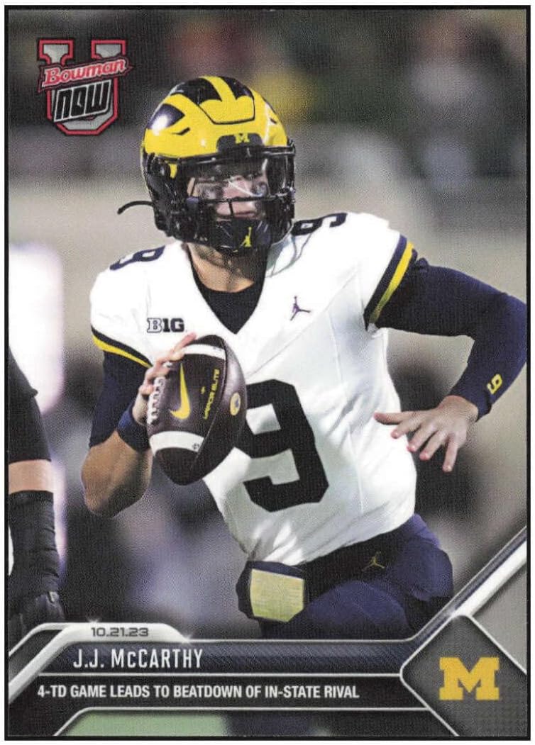 JJ McCARTHY RC 2023 Bowman U NOW ROOKIE #17Michigan NM+-MT+ Football NIL NCAA NFL PR:1889