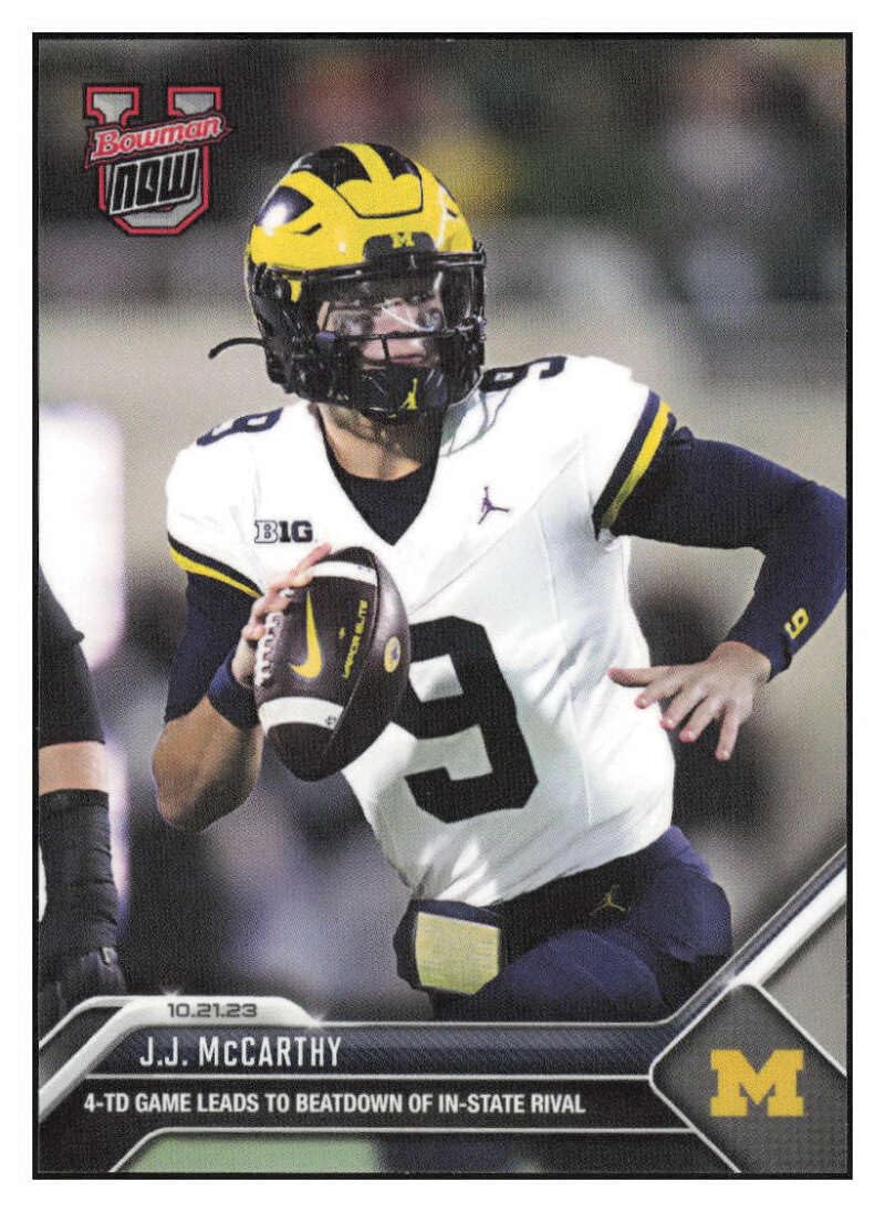 JJ McCARTHY RC 2023 Bowman U NOW ROOKIE #17Michigan NM+-MT+ Football NIL NCAA NFL PR:1889