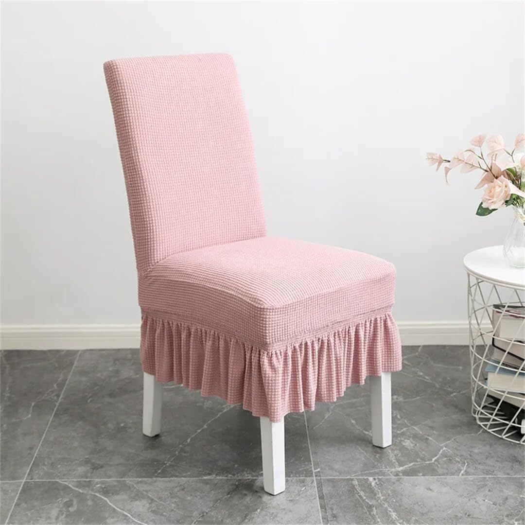 PBTMCD 4pcs- Stretch Dining Chair Covers With Pleated Skirt, Banquet Slipcovers, Washable Seat Protector For Hotel Wedding(3#)