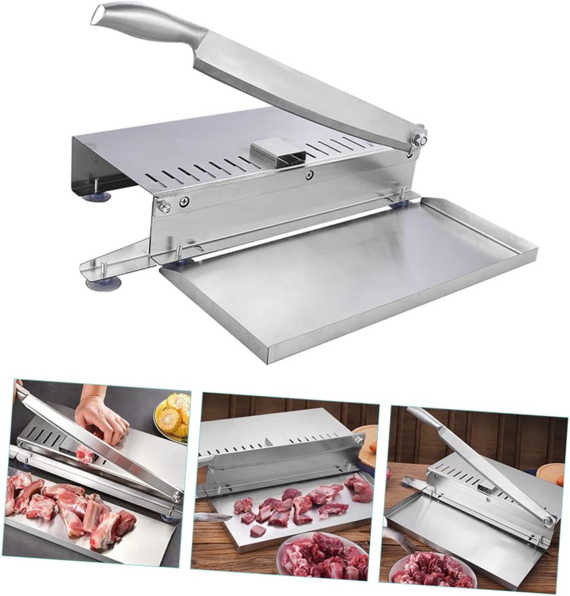 Manual Meat Slicer Tool for Chopping Fish Chicken and Beef Stainless Steel Meat Cutter for Home Cooking Bbq and Hot Pot Preparation