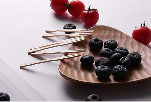 Miniatura 6 de Lawei Paquete de 6 mini tenedores de bambú de 3.5 pulgadas, 600 piezas de palillos de frutas de bambú para aperitivos, cócteles, frutas, pasteles,