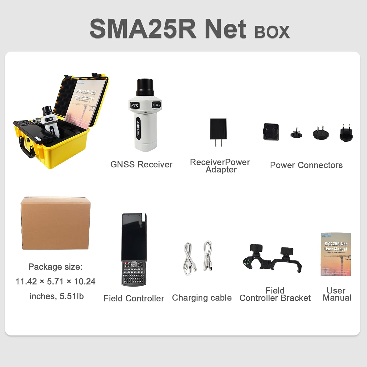 SMA25R Net GNSS RTK Survey System Handheld High Precision Positioning Receiver with Collector, CORS Connection, 10cm Accuracy by PPP, Tilt Compensation, for Land Surveying, Construction