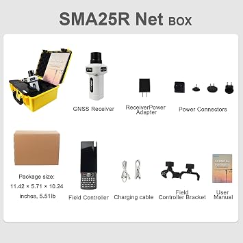 SMA25R Net GNSS RTK Rover Survey Equipment, Android Handheld GPS Positioning Receiver with Collector, 2.5cm by CORS Connection, 10cm Accuracy by PPP, IMU 60°, for Land Surveying, Construction