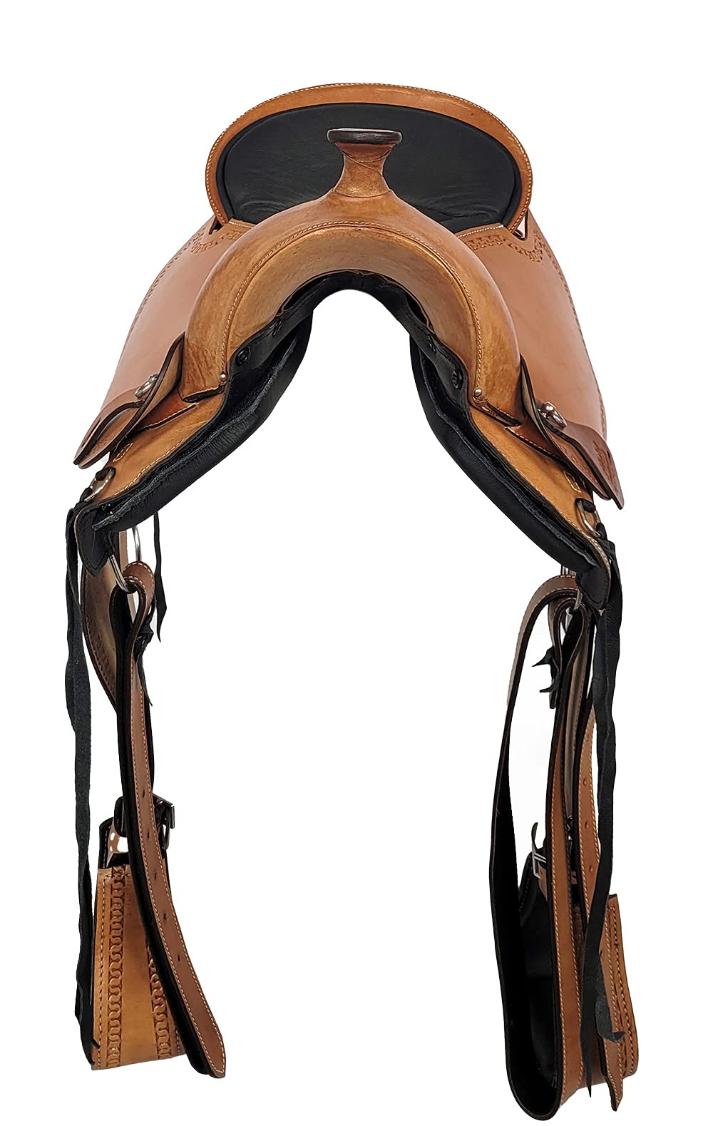 A&M Reitsport Selle western Michigan Eco sans arbre en cuir de buffle, taille : 17"