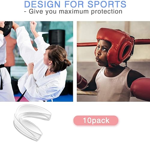 Miniatura 6 de Coolrunner Protector bucal deportivo, paquete de 10 protectores bucales atléticos, protector bucal profesional moldeable juvenil para máxima