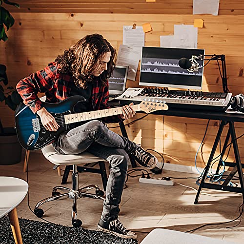 Image of GLARRY Full Size Electric Guitar for Music Lover Beginner with 20W Amp and Accessories Pack Guitar Bag (DARK BLUE, 39 inch Right Handed)