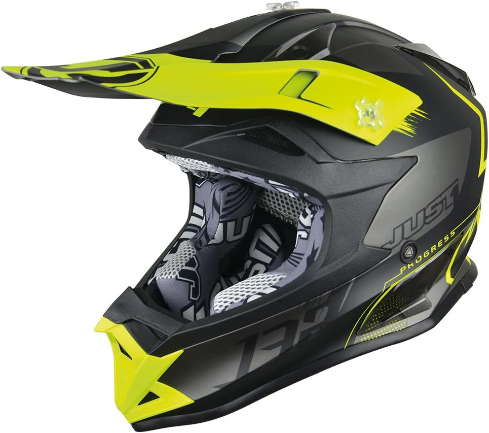 JUST1 Helmet J32 Pro Kick, Yellow/Black/Titanium, Size M