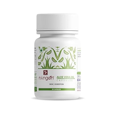 Ningen Aloe Vera Oil Capsules, 500mg I For Skin & Digestion I Gluten, Paraben, Soy, GMO Free I COA, GMP Certified I 30 V