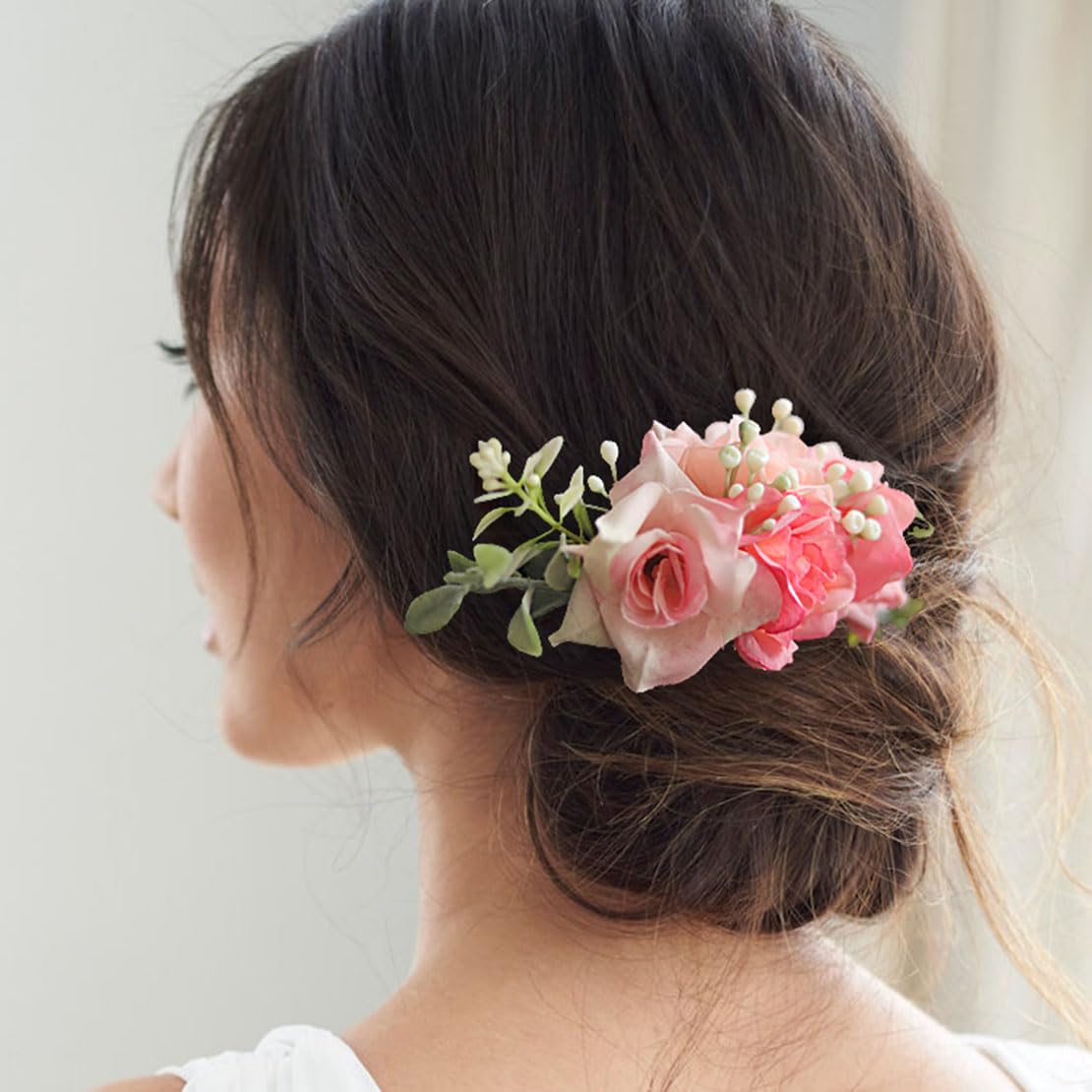 Fangsen Peine floral de flores de eucalipto con hojas de