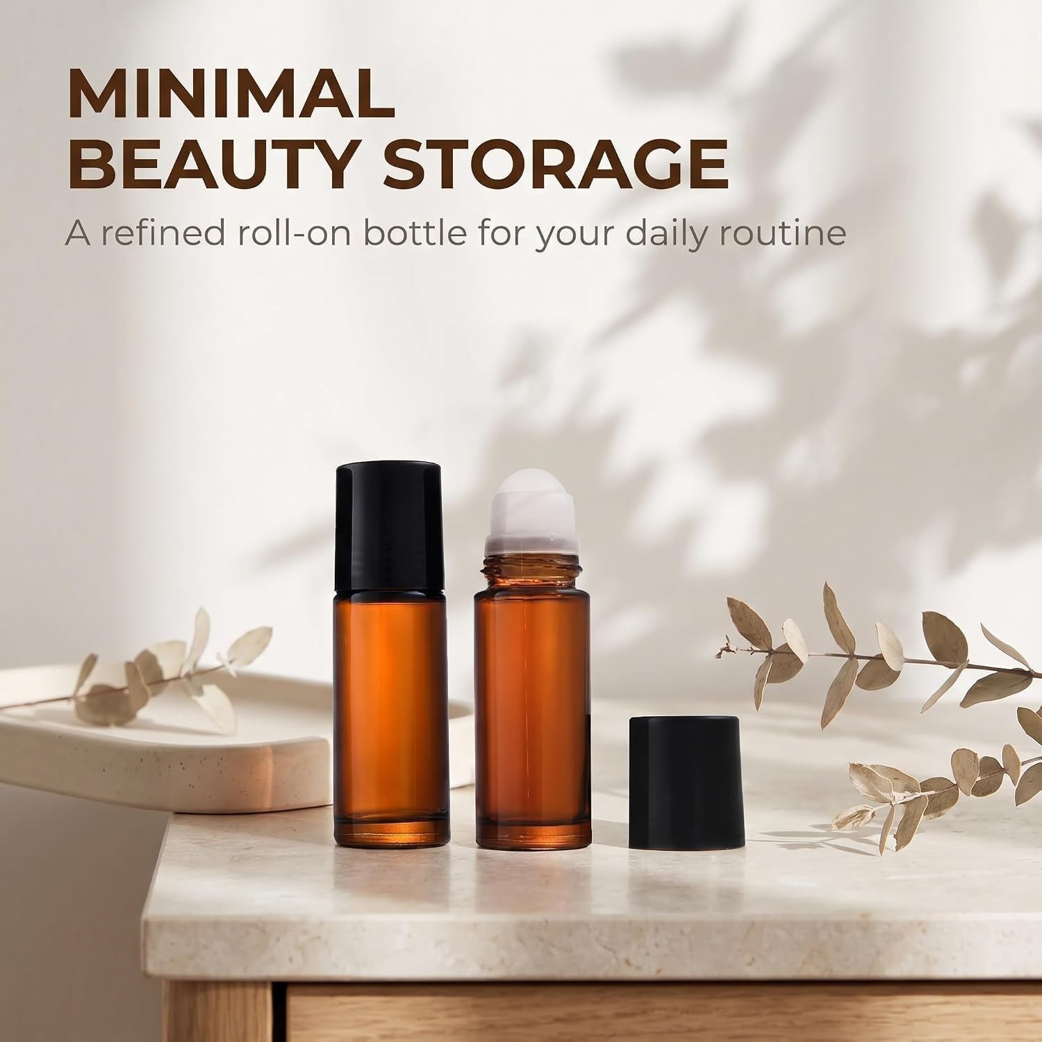 2Pcs 50ml Brown Glass Essential Oil Roller Bottles,Perfume Roller,Refillable Roll on Bottles Container Empty Deodorant Rollerball Beauty Personal Care Tools for Fragrance Cosmetics