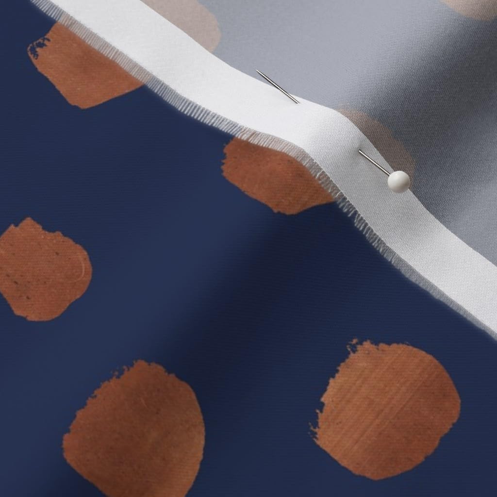 Spoonflower Fabric - Rose Gold Navy Dots Painted Golden Feminine Home Small Polka Look Printed on Organic Cotton Sateen Fabric by The Yard - Sewing Quilting Apparel Home Decor