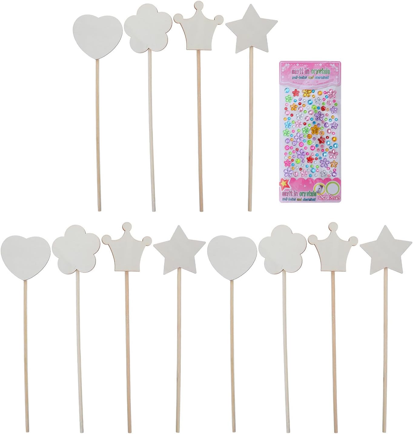 UKCOCO 12pcs DIY Princess Wand Craft Kit, Unpainted Wooden Fairy Wands | Princess Fairy Wands, Unfinished Wooden Painting Wand for DIY Cosplay Costume Party Favors