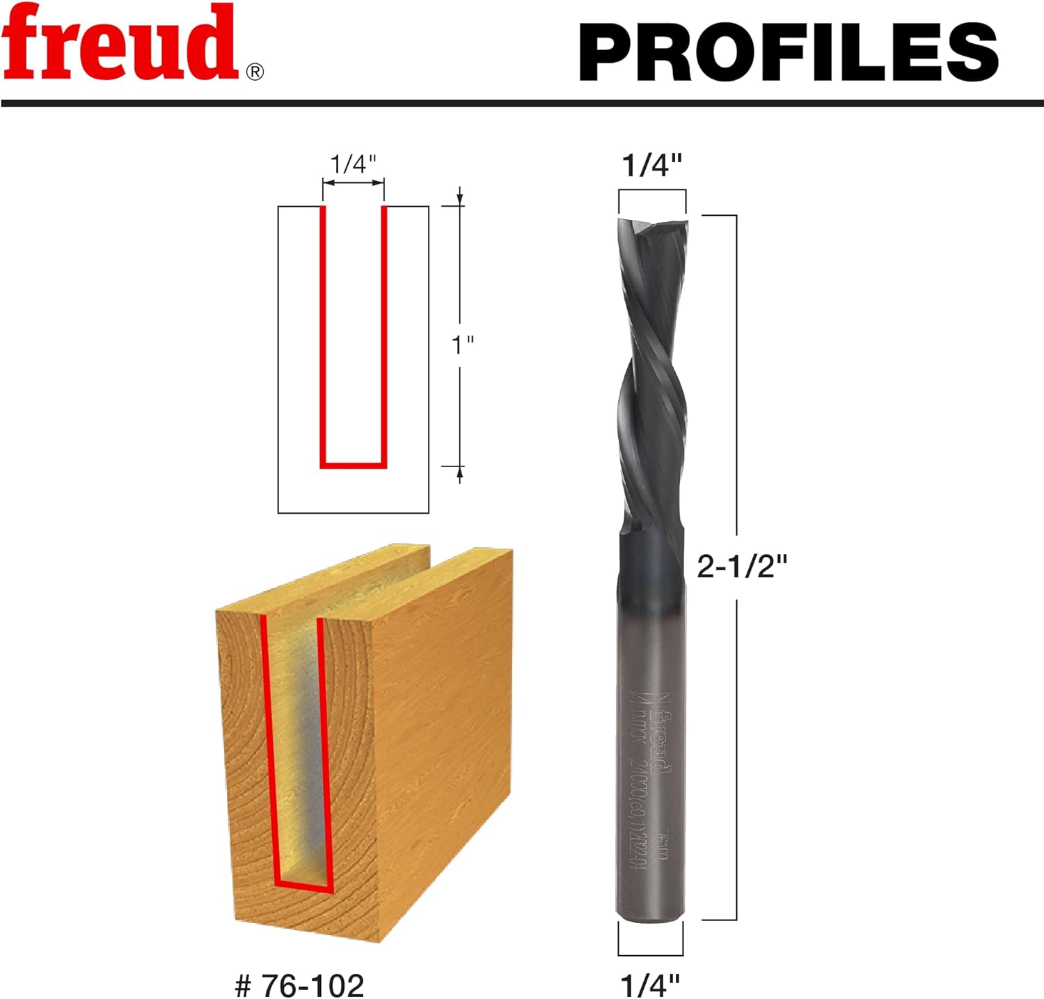 Freud 76-102: 1/4" (Dia.) Down Spiral Bit