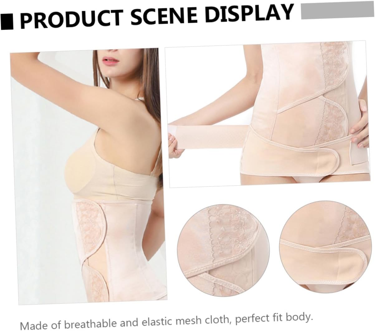 ARTIBETTER Postnatal Waist Trainer Shaping Belt with Pelvis Support Lace Abdominal for Women Maternity Medium Beige