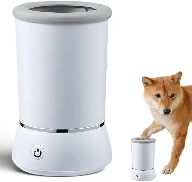 Automatic Dog Paw Cleaner Cup, Electric Portable Dog Paw Washer, Mud Buster Dog Paw Cleaner Machine with USB Rechargeable for Small Medium Breed Dogs White