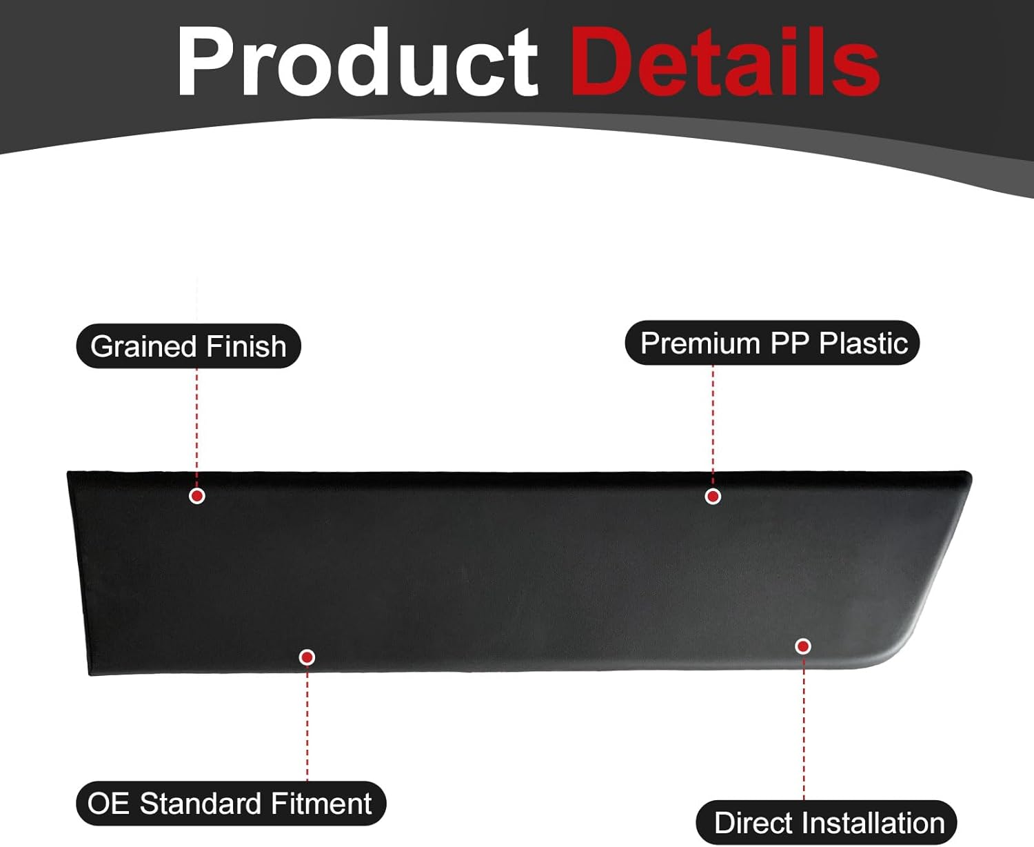 Rear Door Body Side Molding Panel Trim Extended Rear Door Molding Back Plastic Trim Black fits for RAM ProMaster 2500 3500 159" Wheelbase 2019 2020 2021 2022 2023 2024
