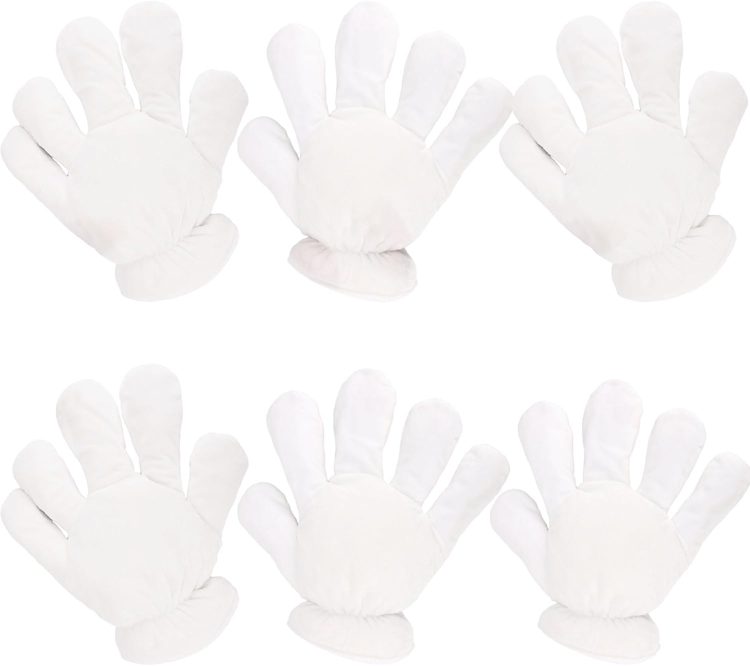 3 Pairs Jumbo Cartoon Hands White Costume Gloves Adults Halloween Gloves for Party Birthday Role Playing Costumes