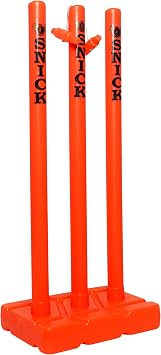 SNICK Premium Plastic Cricket Stumps Set - 3 Stumps and 2 Bails with Base - 32 Inch Full Size