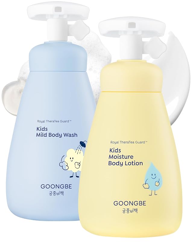 GOONGBE Kit de Cuidados Corporais Infantis com Sabonete Líquido e Loção