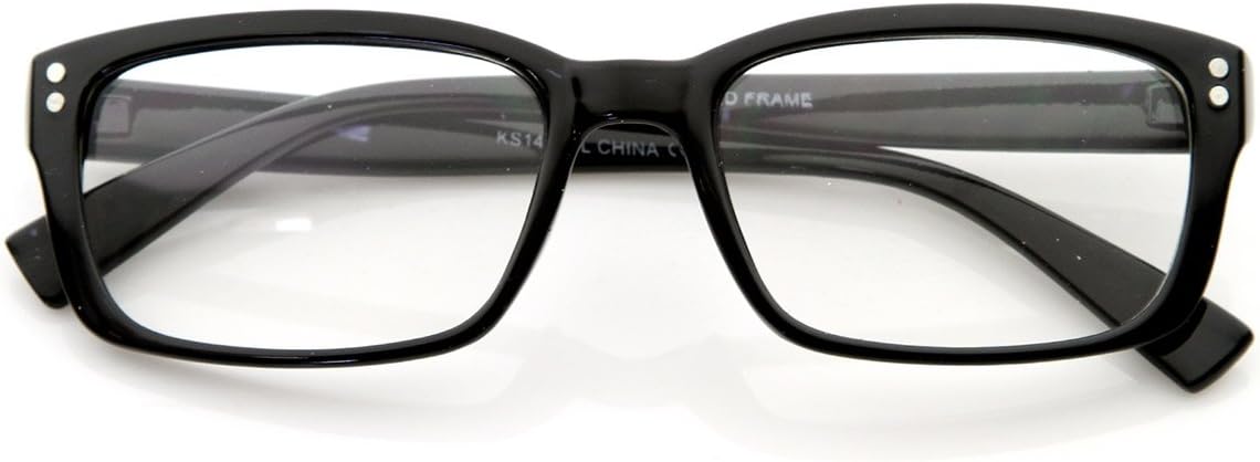 Amazon.com: zeroUV Modern Square Rivet Frame Fashion Clear Lens ...