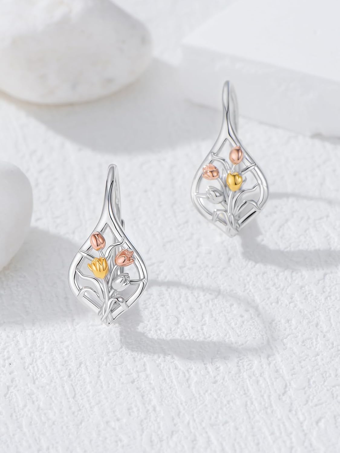 Dorunmo Sea Turtle/Lotus/Celtic Knot Earings 925 Sterling Silver Moonstone Leverback Earrings Jewelry Gifts for Women Mom - Image 2