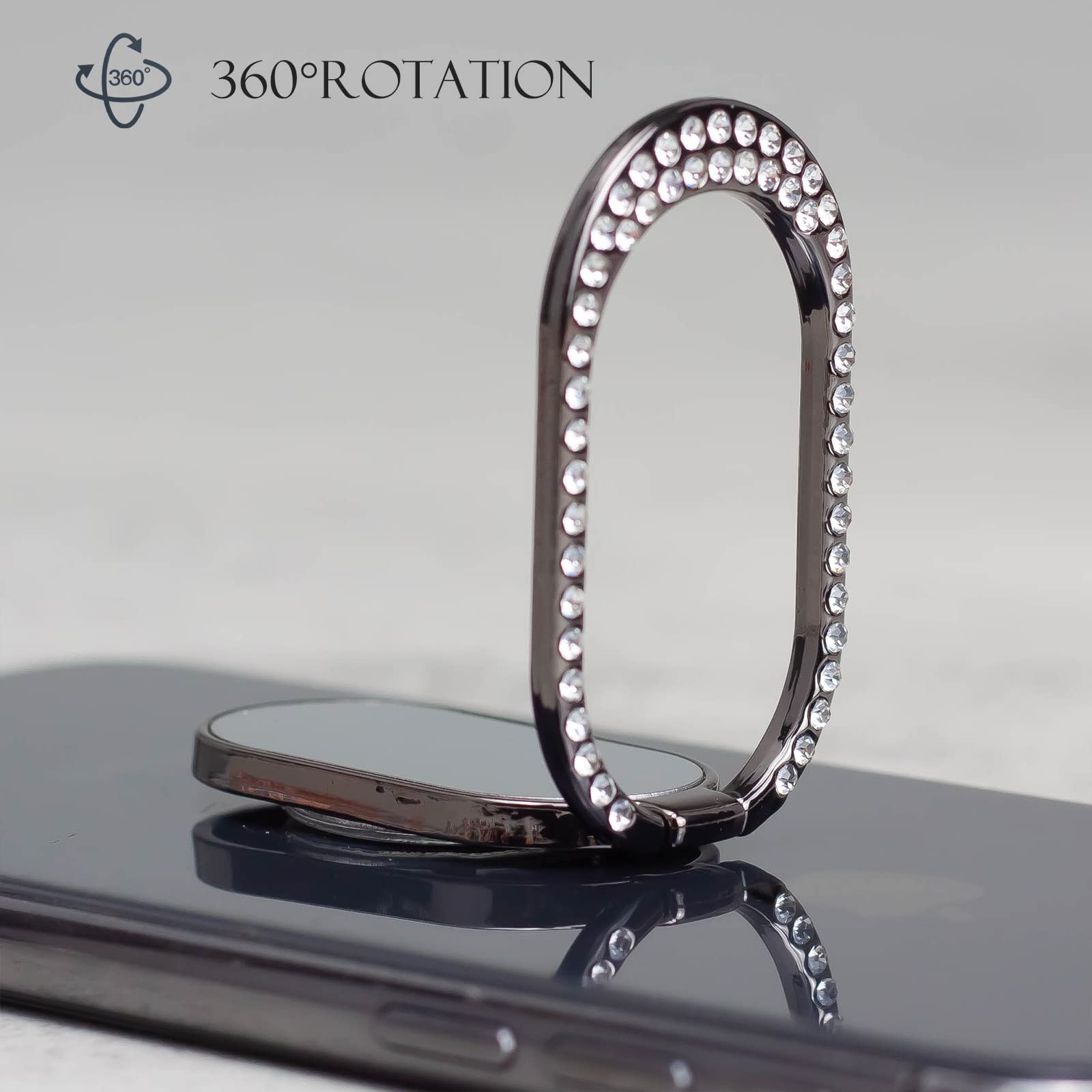 [2 paquetes] Soporte de anillo de teléfono con purpurina esmaltada con diamantes incrustados de diamante, soporte de anillo de teléfono brillante, anillo de dedo celular de diamantes de imitación para