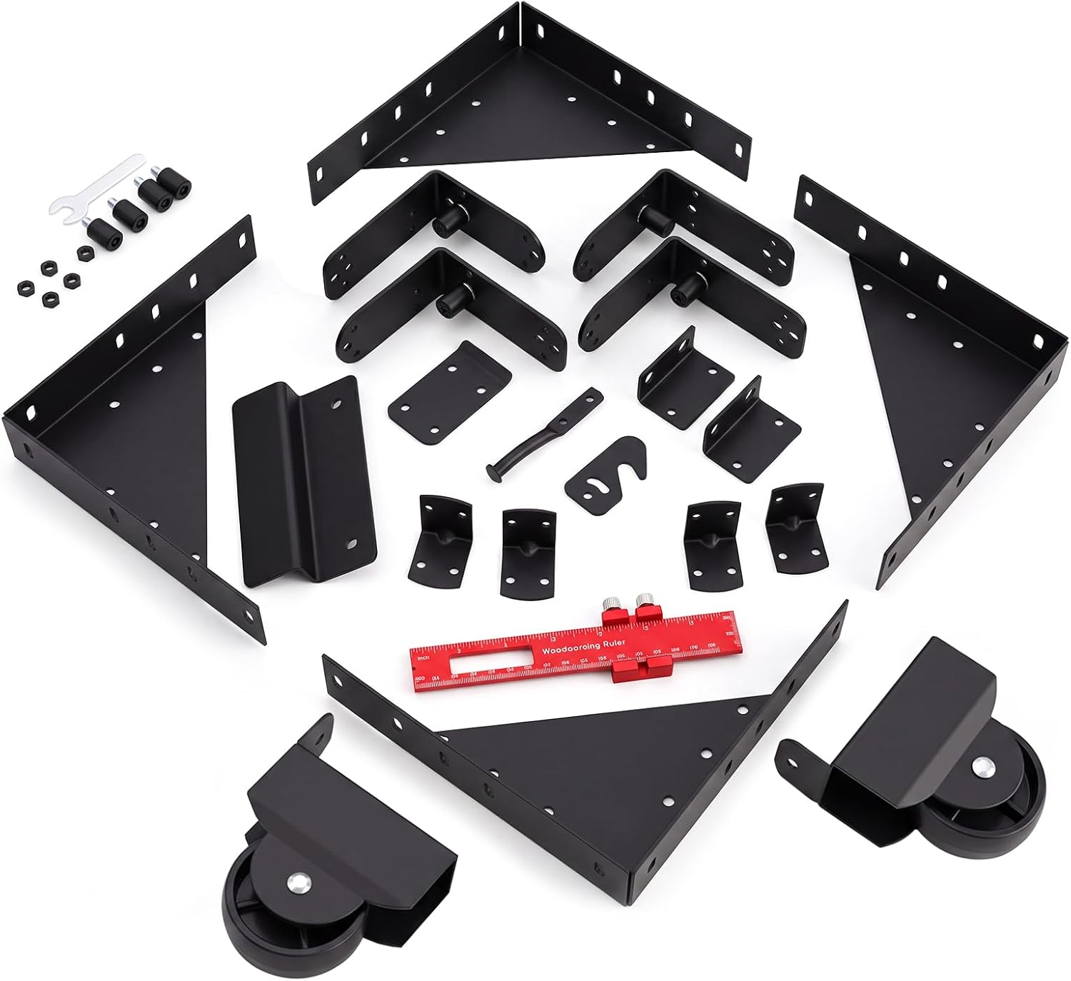 Heavy Duty Sliding Gate Hardware Kit,Anti-Sag Rolling Wood Gate Corner Brace with Wheel,DIY Smooth Rolling Fence Gate Kit,Fits 1–2”Thick Wood Frame for Yard,Pool,Outdoor Deck,Driveway