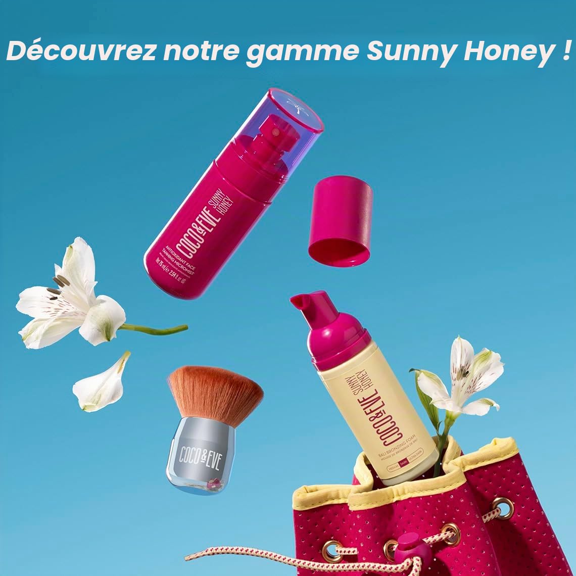 Ensemble autobronzant Coco & Eve Bali Bae (foncé). Mousse de bronzage sans soleil entièrement naturelle. Avec Bronzer, gant et applicateur dorsal pour une application et un bronzage parfaits