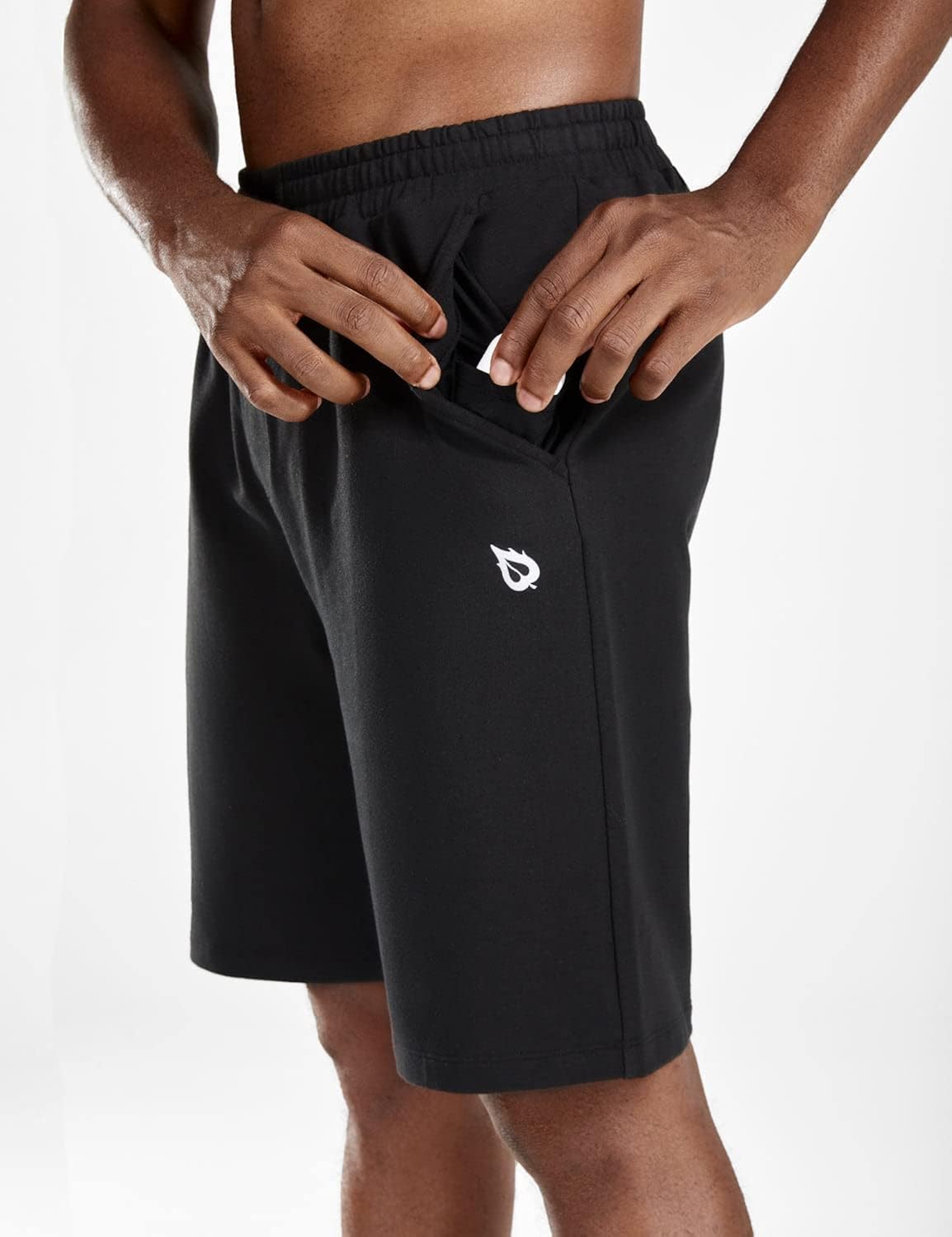 BALEAF Men's 9" Cotton Lounge Shorts with Pockets Pull On Workout Casual Pajama Shorts