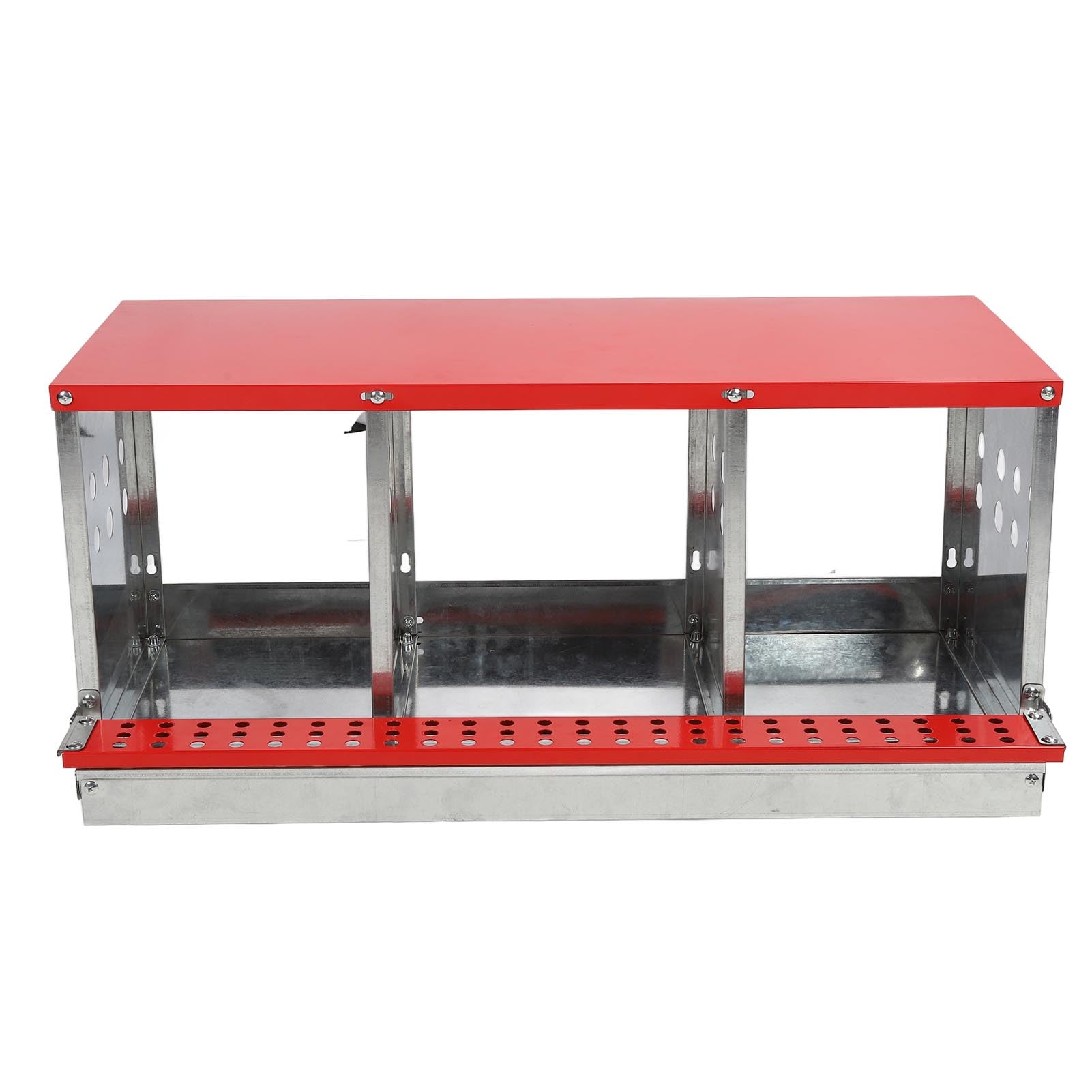 Caja de Anidación para Gallinas 3 Compartimentos, Caja de Puesta Bien Ventilada y Resistente para Recoger Huevos, Acero Galvanizado, Diseño con Percha para Gallineros