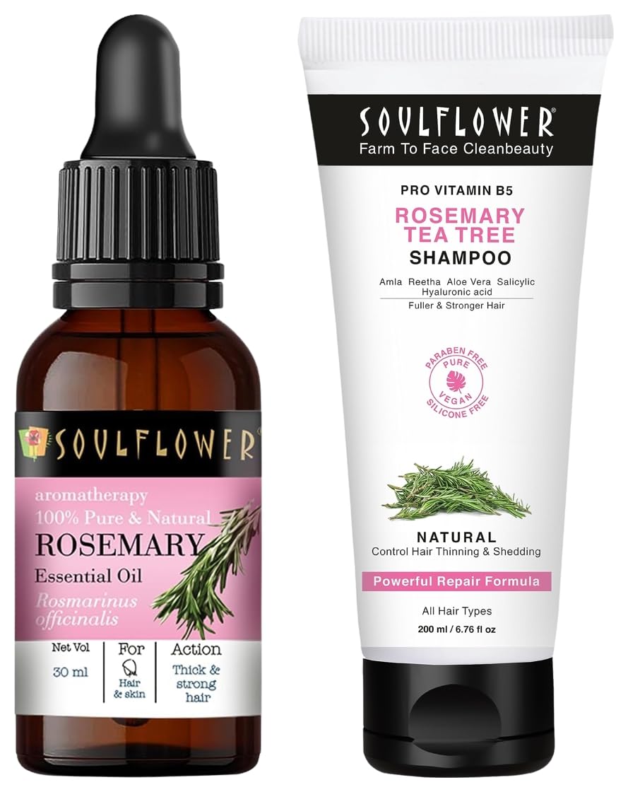 Soulflower Rosemary Essential Oil for Hair Growth Rosemary Shampoo For Hair Growth, Anti Hair Fall, Stronger, Shiny & Long Hair & Healthy Scalp WIth Tea Tree, Pro Vitamin B5 | Men & Women | 200 ml-picture-23