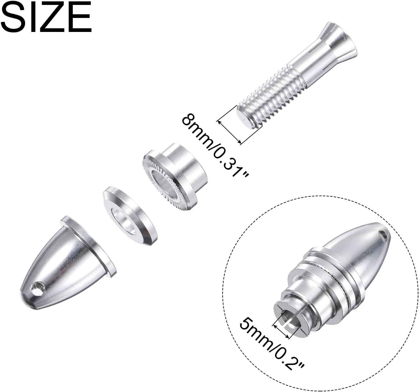 MECCANIXITY RC Plane Airplane Spinners Propeller Adapter, 5mm Aperture and 8mm Output Axle Propeller Adapter Saver for Shaft Brushless Motor Speed Controllers, Pack of 6