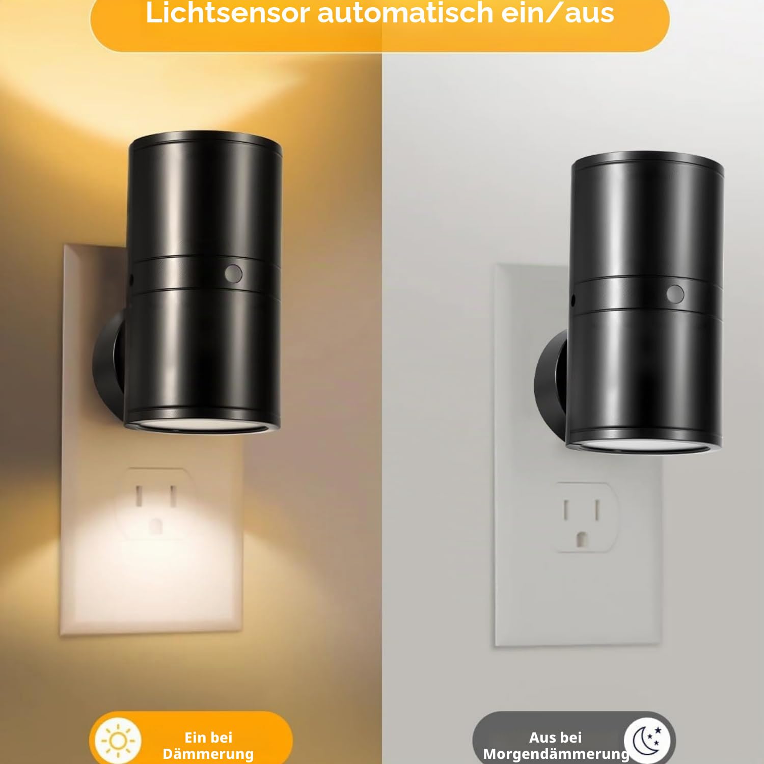 The Light Supplier PLUGIFY One Stecker Lampe– Moderne Steckerlampe mit Bewegungssensor, 3 Modi und 3000K warmweißem Licht für Badezimmer und Kinderzimmer (Weiß,2)