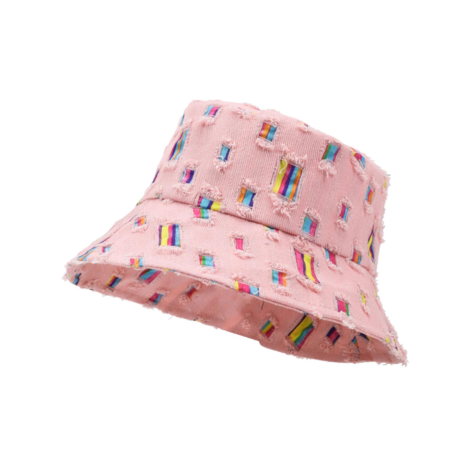 MICFENY Ripped Casual Bucket Hat Foldable Design Unisex Adult Fisherman Outdoor Sunproof Headwear for Women Teens Wear