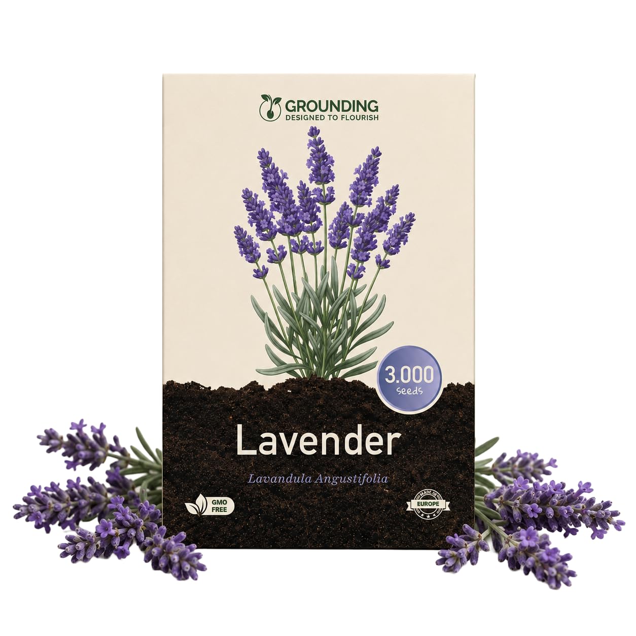 Grounding - Lavender Seeds (Lavandula angustifolia), 3000 seeds - Intense fragrance & purple blooms, ideal for garden & pots - European Quality