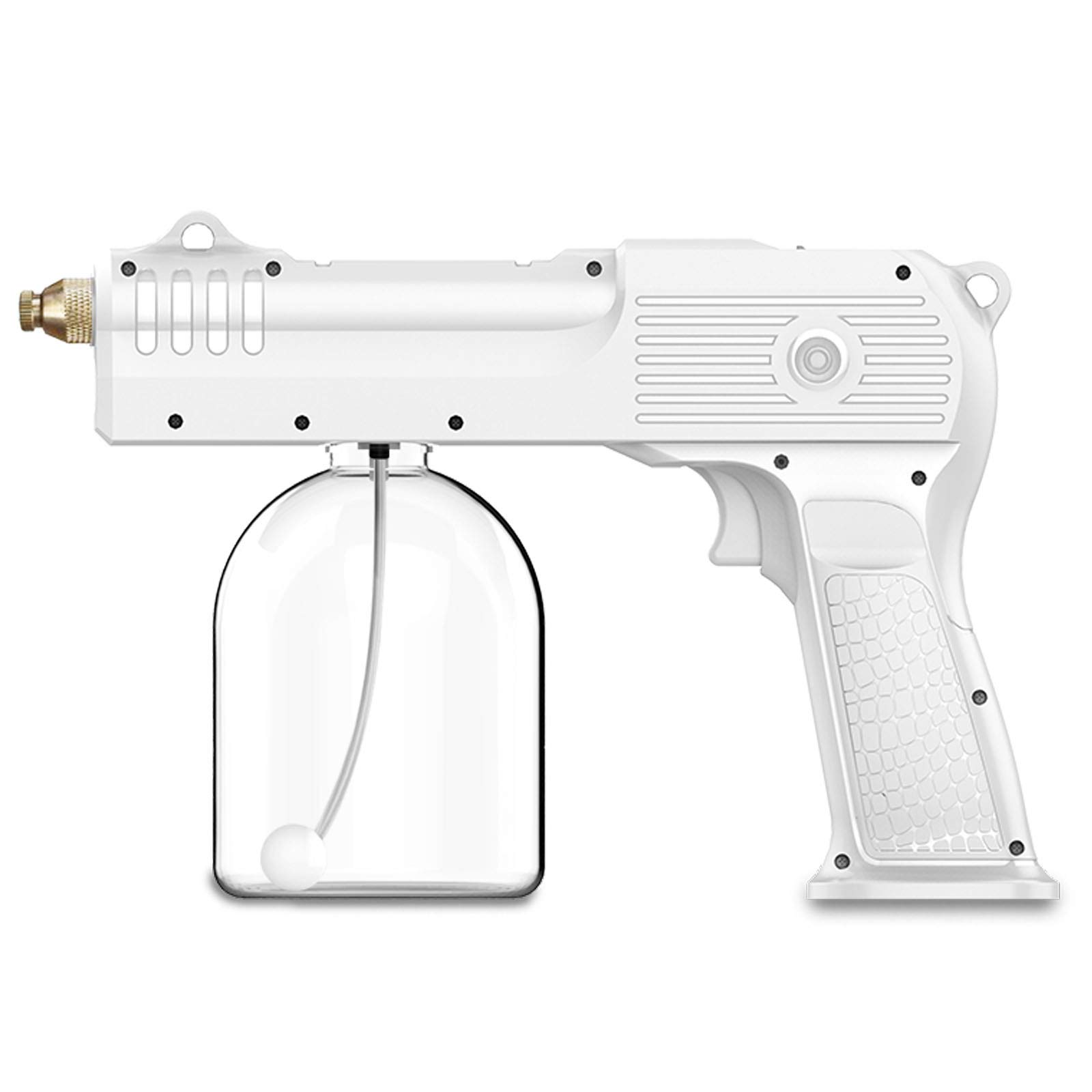 Nebulizzatore portatile, 4 ugelli, spray disinfettante senza fili, alimentato a batteria 4000Mah, pistola a spruzzo Nano Blu-ray per casa, ufficio, hotel, auto, viaggi,Bianca