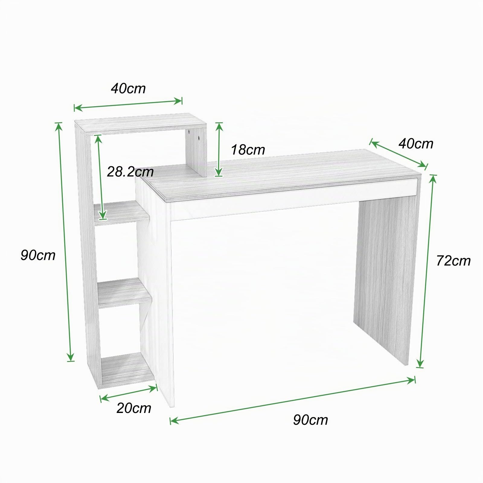 sogesfurniture BHEU-SZKST-BD-TW - Scrivania per computer portatile con ripiani, 110 x 40 x 91 cm, in teak e bianco
