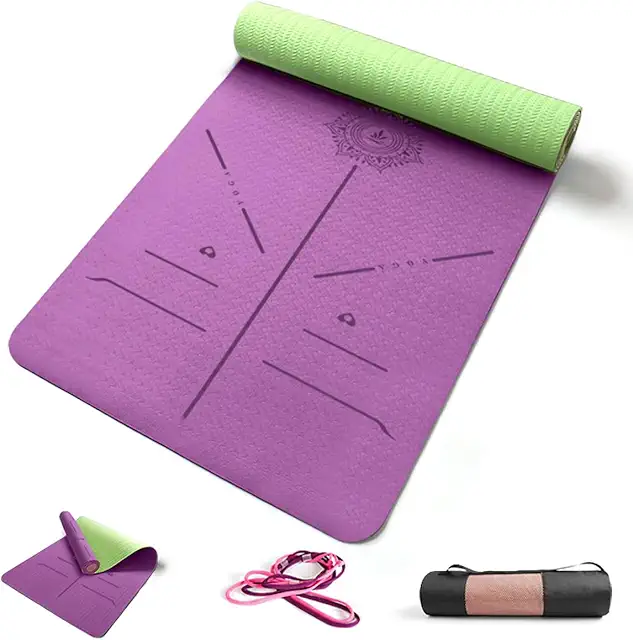 Tappetino Yoga TPE Antiscivolo Imbottito con Sacca Trasporto 183x68cm