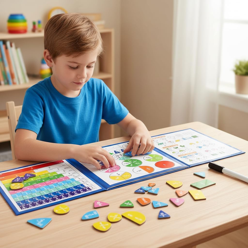 Magnetic Fraction Demenstration Book, Magnetic Fraction Educational Puzzle, Magnetic Fraction Tiles and Circles, Elementary Fraction Manipulatives, Montessori Math Teaching Aid for Kids (3 FOLD) - Image 2