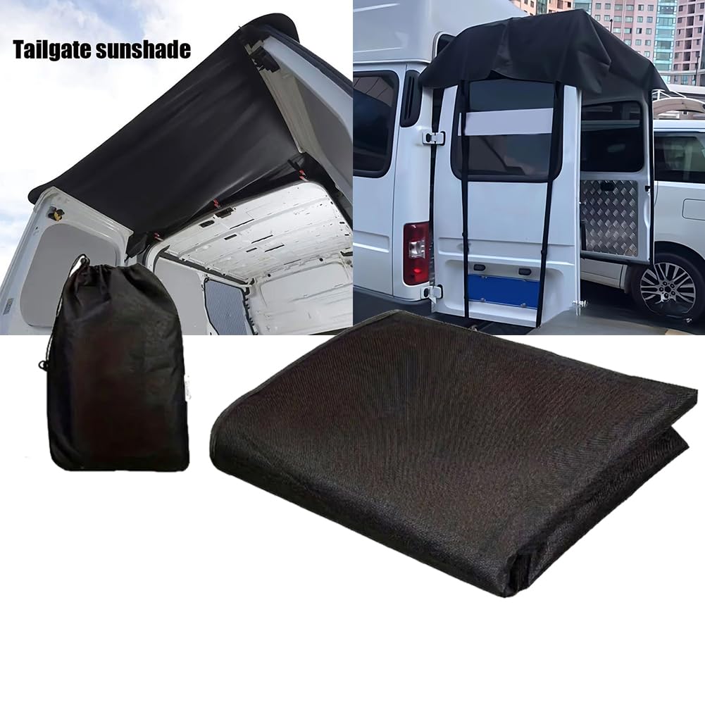 Couvercle Auvent Porte Arrière Transit T5/T6 - Tissu Oxford 600D étanche - 180x113cm - Noir Avec Sangles