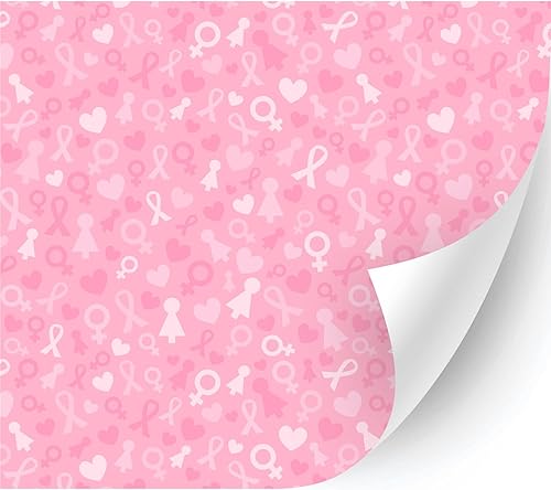 Puff Vinilo de transferencia de calor con patrón de concienciación sobre el cáncer de mama (cinta rosa bebé, 12 pulgadas x 5 yardas), vinilo impreso