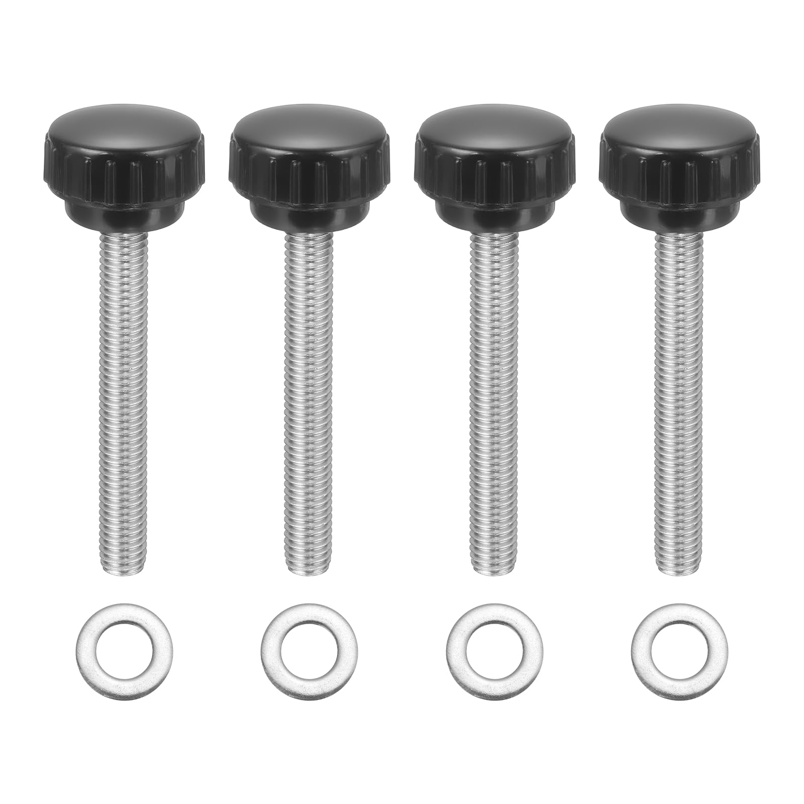 sourcing map 4Pcs Knurled Clamping Knobs, M8 x 60mm Metric 304 Stainless Steel Male Thread Thumb Screws 25mm Width Knurled Handle Bolts Grip with Washers for Machine Umbrella Base Replacement