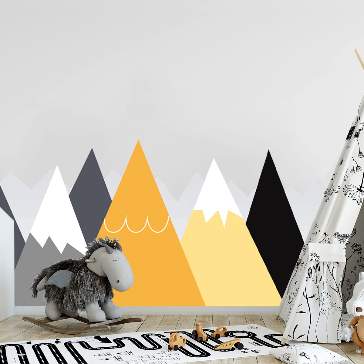 Ambiance Stickers Scandinavian Nordic Mountains Wall Decals, DIY Home Decor, Peel and Stick Removable Stickers, Waterproof and Self Adhesive Wall Art - H100 x L240 CM