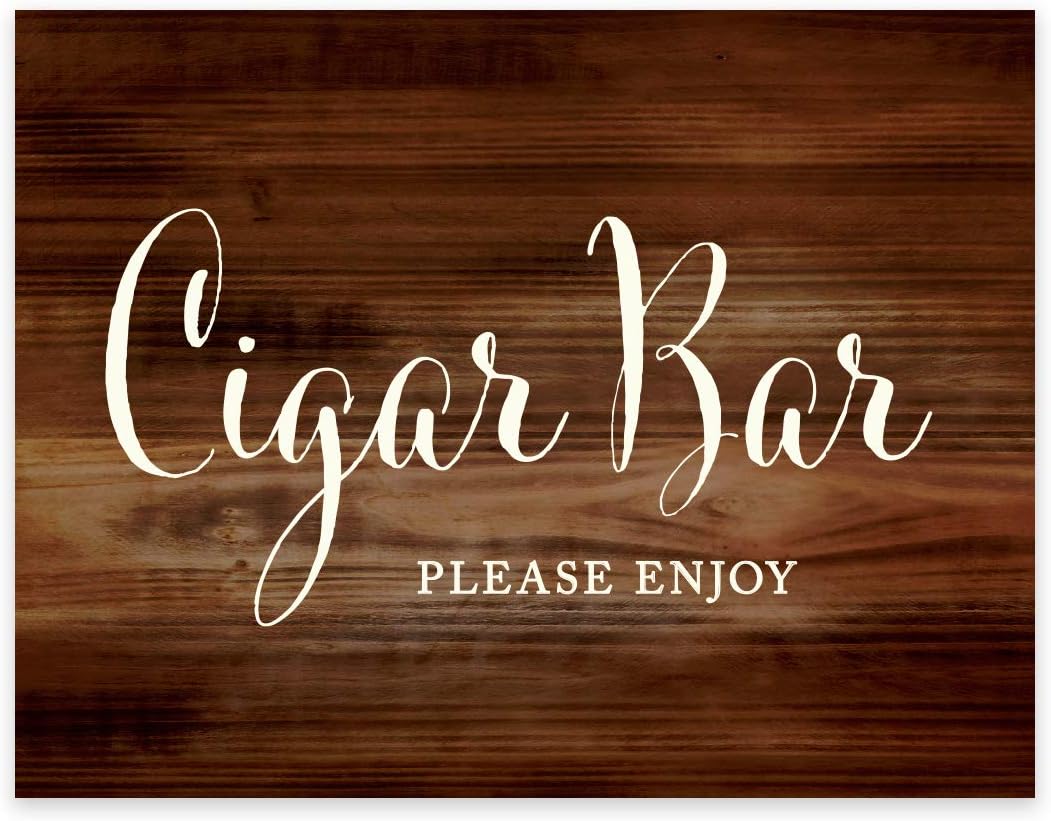 Andaz Press Wedding Party Signs, Rustic Wood Print, 8.5x11-inch, Cigar Bar Please Enjoy Reception Table Sign, 1-Pack, Unframed Cigar Bar Sign Wedding Bar Signs