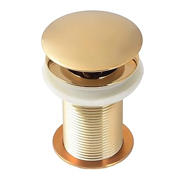 Emartt Full Thread Waste Coupling for Wash Basin in Silver, Black, Gold and Rose Color | Full Threaded Pop Up Waste Coupling | Sink Waste Coupling | Waste/Drainer Coupling 3 Inch (Gold)