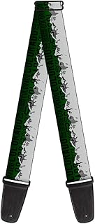 Buckle-Down Guitar Strap Colorado Mountains Green Black Text Grays 2 Inches Wide (GS-W35517)