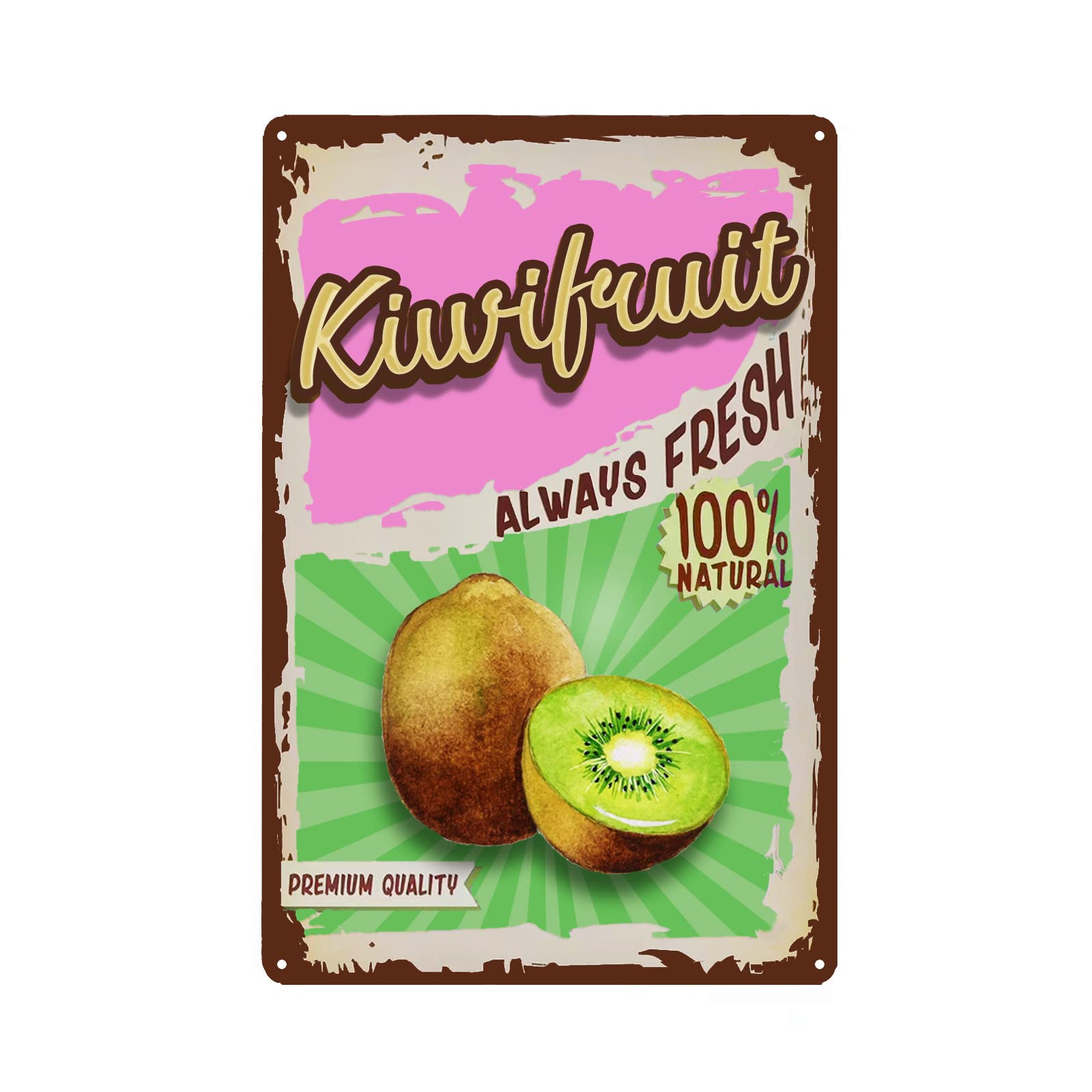 SMAZDFXX Vintage Kiwi Tin Sign - Fruit Aluminum Sign - Retro Metal Sign Wall Decor Home Decor 8"x12"