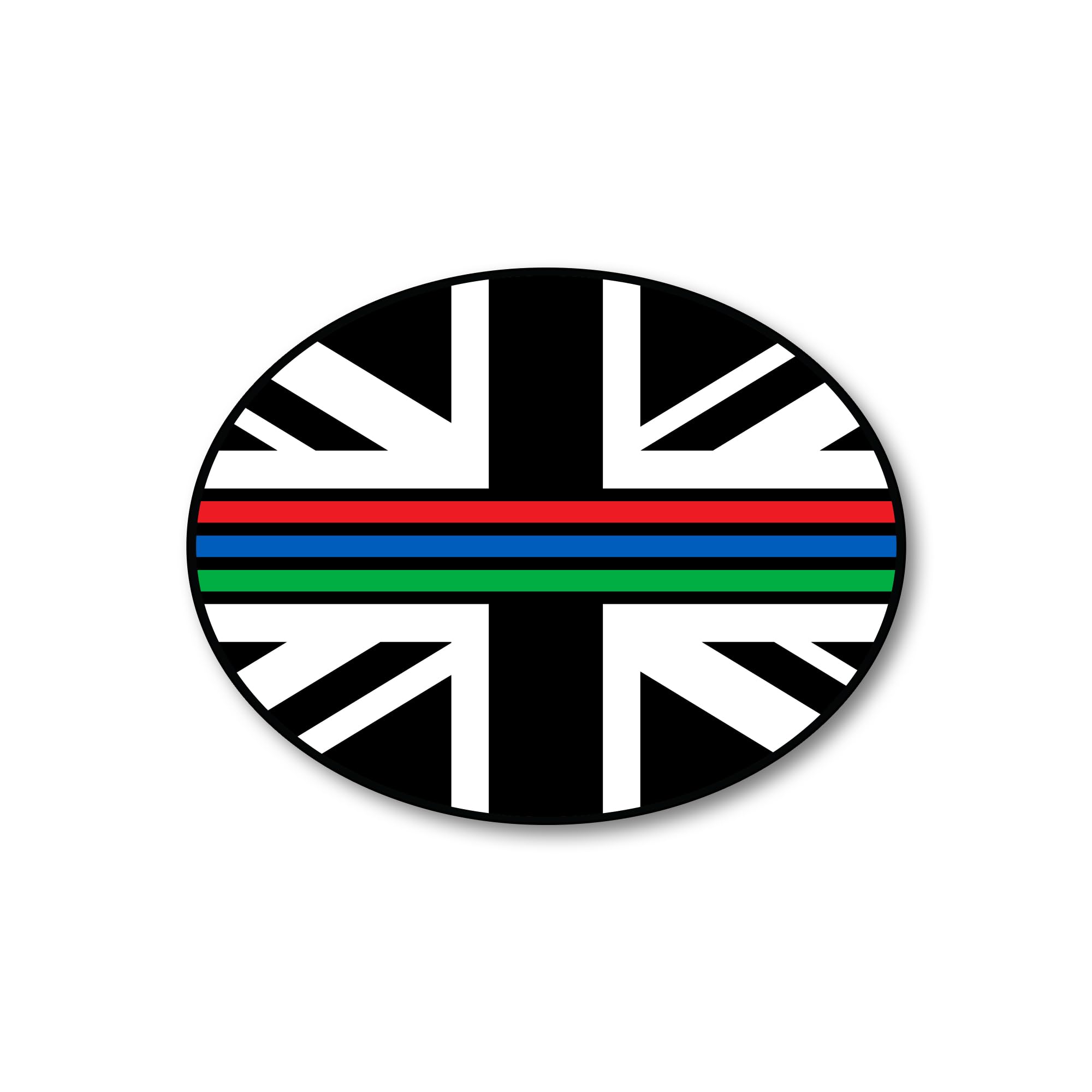 Sport Merchandise Black & White Union Jack Thin Tri-Colour Line Flag Car Sticker – Patriotic Uk Flag Decal Supporting Police, Fire, Nhs & Ambulance Services – Weatherproof Vinyl Car Accessory (Multi)